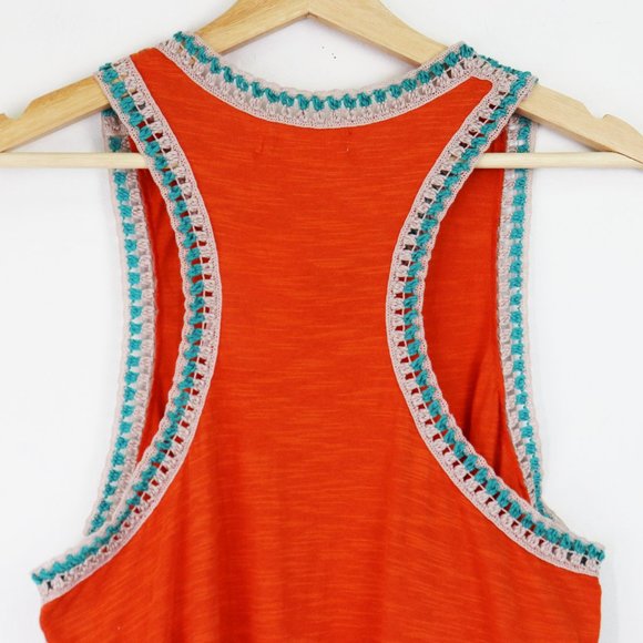 NWT Free People Bora Bora Crochet Racerback Tank Top Bird of Paradise Orange M - Picture 8 of 9